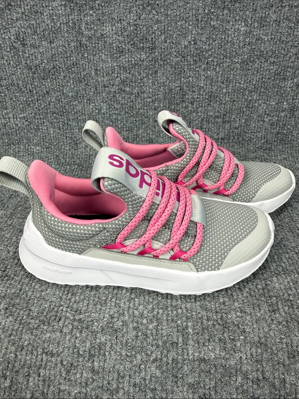 Adidas Kids Lite Racer Grey & Pink Slip-On Athletic Sneakers Size 11K NWOT